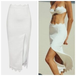 New Vix Swimwear Firenze Imani Laser Cut Swim Beach Off White Cover-Up Skirt XS